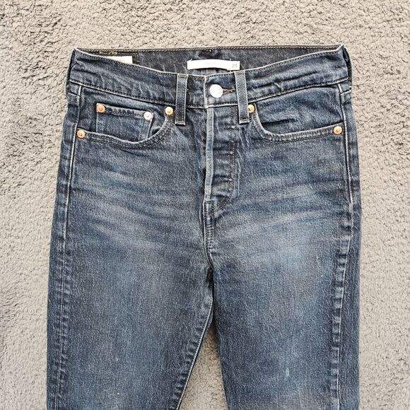 Levis Wedgie Jeans Womens Size 24 Blue Denim Button Fly Tapered‎ Leg - Picture 2 of 14